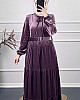 Tesettür Kadife Elbise - Mor