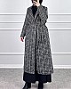 Tesettür Tüvit Trençkot - Siyah Beyaz