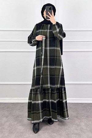 Tüvit Elbise - Haki Siyah