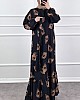 Tüy Desenli Elbise - Siyah