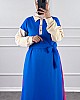 Üç Renk Kuşaklı Elbise - Mavi