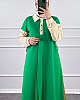 Üç Renk Kuşaklı Elbise - Yeşil