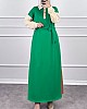 Üç Renk Kuşaklı Elbise - Yeşil