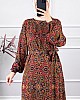 Vip Desenli Elbise - Bordo