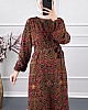 Vip Desenli Elbise - Bordo