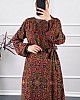 Vip Desenli Elbise - Bordo
