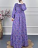 Viskon Kumaş Çiçekli Elbise - Mor