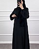 Volanlı Ayrobin Elbise - Siyah
