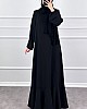 Volanlı Ayrobin Elbise - Siyah