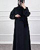 Volanlı Ayrobin Elbise - Siyah