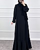 Volanlı Ayrobin Elbise - Siyah
