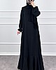 Volanlı Ayrobin Elbise - Siyah