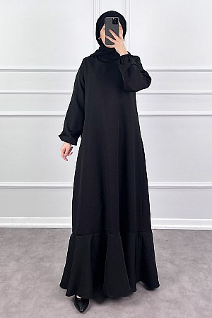 Volanlı Elbise - Siyah