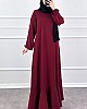 Volanlı Jakar Elbise - Bordo Volanlı Jakar Elbise - Bordo