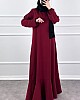 Volanlı Jakar Elbise - Bordo Volanlı Jakar Elbise - Bordo