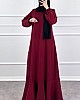 Volanlı Jakar Elbise - Bordo Volanlı Jakar Elbise - Bordo