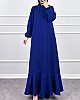 Volanlı Jakar Elbise - Lacivert