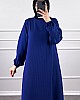 Volanlı Jakar Elbise - Lacivert