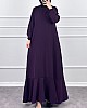 Volanlı Jakar Elbise - Mor