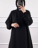 Volanlı Jakar Elbise - Siyah