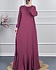 Volanlı Tesettür Elbise - Pembe