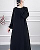 Volanlı Tesettür Elbise - Siyah