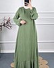 Volanlı Tesettür Elbise - Yeşil
