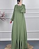 Volanlı Tesettür Elbise - Yeşil