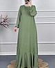 Volanlı Tesettür Elbise - Yeşil