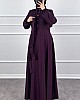 Yakalı Tesettür Elbise - Mürdüm Yakalı Tesettür Elbise - Mürdüm