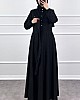 Yakalı Tesettür Elbise - Siyah