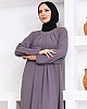 Yakası Piliseli Ayrobin Elbise - Gri