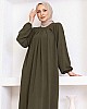 Yakası Piliseli Ayrobin Elbise - Haki