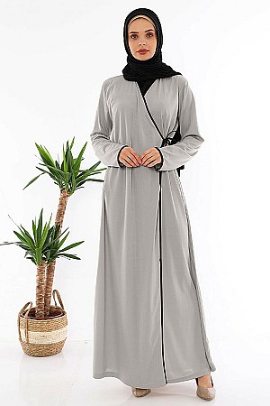 Yandan Bağlamalı Namaz Elbisesi - Gri