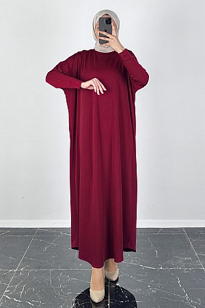 Yarasa Kol Elbise - Bordo Yarasa Kol Elbise - Bordo
