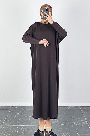 Yarasa Kol Elbise - Kahverengi Yarasa Kol Elbise - Kahverengi