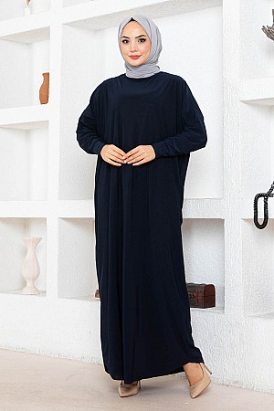 Yarasa Kol Elbise - Lacivert Yarasa Kol Elbise - Lacivert
