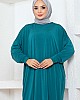 Yarasa Kol Elbise - Petrol Mavisi