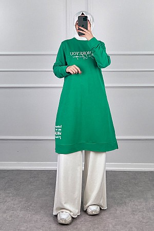 Yazı Baskılı Tunik - Yeşil