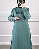 Yazı Detaylı Tesettür Takım - Su Yeşili