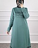 Yazı Detaylı Tesettür Takım - Su Yeşili