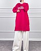 Yazı Detaylı Tunik - Pembe