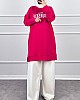Yazı Detaylı Tunik - Pembe