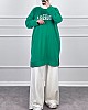 Yazı Detaylı Tunik - Yeşil