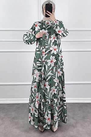 Zambak Elbise - Yeşil