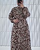 Zebra Desenli Pamuk Viskon Elbise - Kahverengi Zebra Desenli Pamuk Viskon Elbise - Kahverengi
