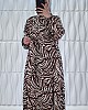 Zebra Desenli Pamuk Viskon Elbise - Kahverengi Zebra Desenli Pamuk Viskon Elbise - Kahverengi