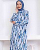 Zikzak Desenli Elbise - Mavi