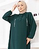 Zincir Detaylı Ayrobin Elbise - Çam Yeşili