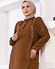 Zincir Detaylı Ayrobin Elbise - Sütlü Kahve